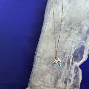 Elegant Blue Gemstone Disney Pendant Necklace